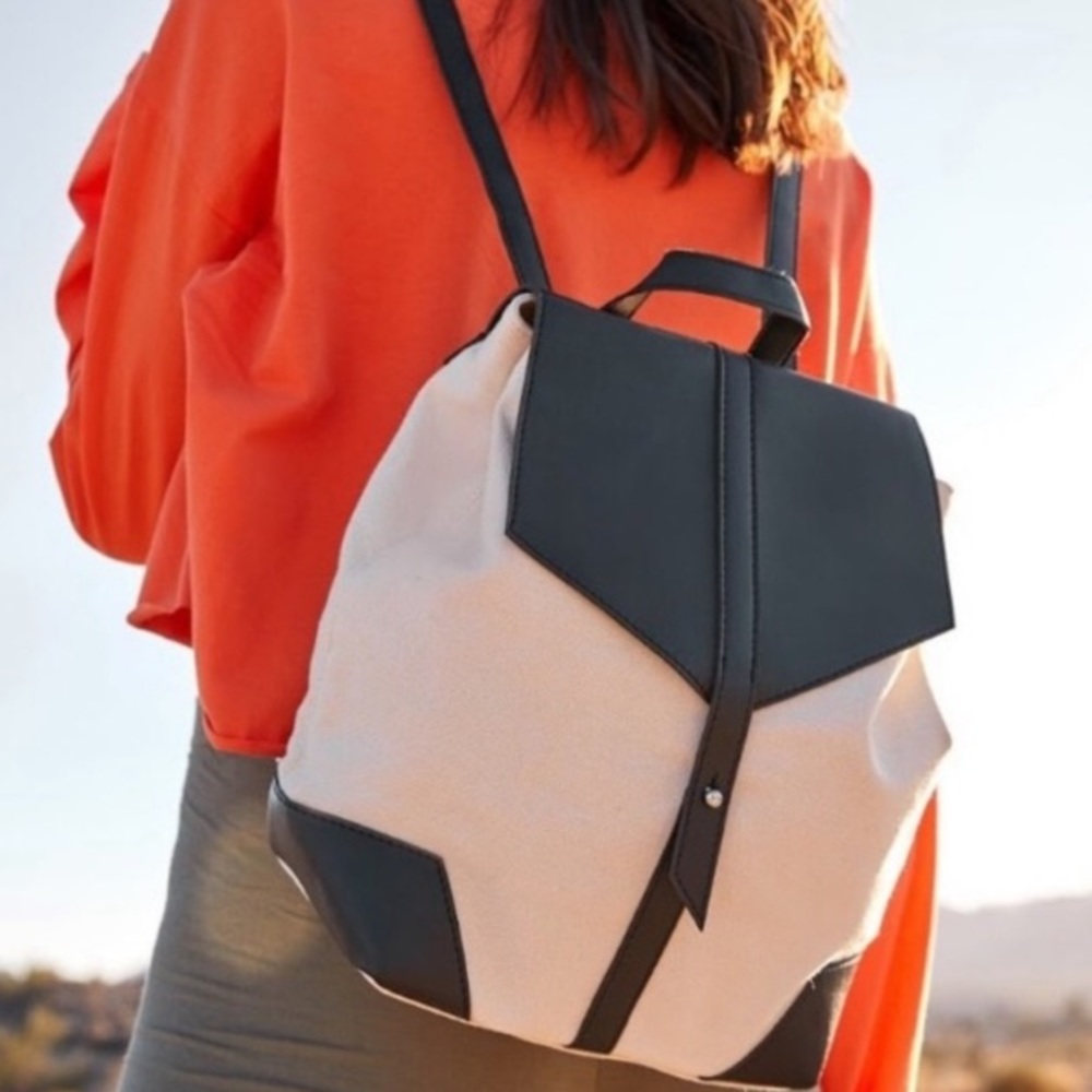 Deux Lux backpack fabric faux leather bag cream